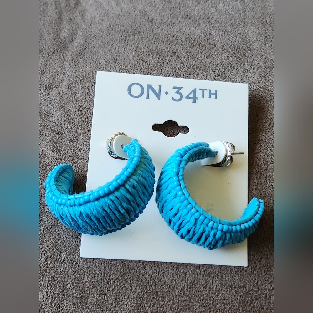 On 34th Hoop Earrings Blue NWT